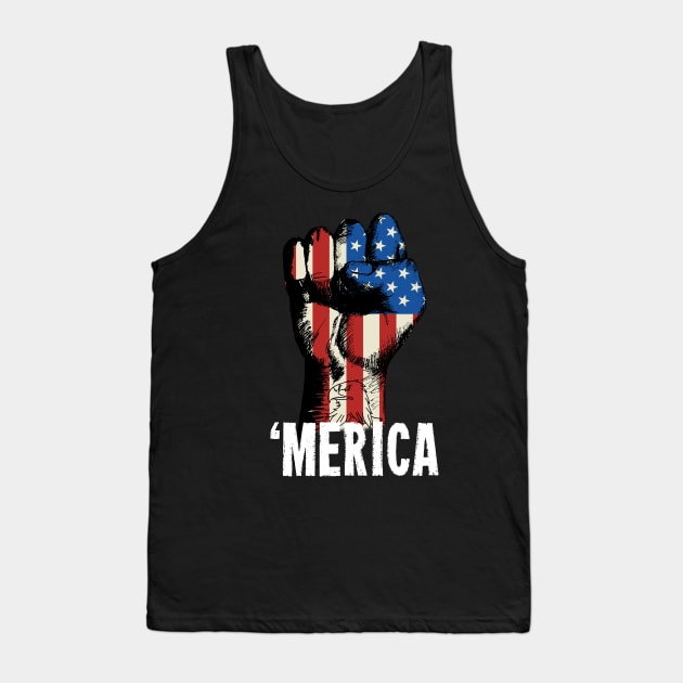 Merica We Stand For The Flag Patriot Fist Tank Top by Suprise MF